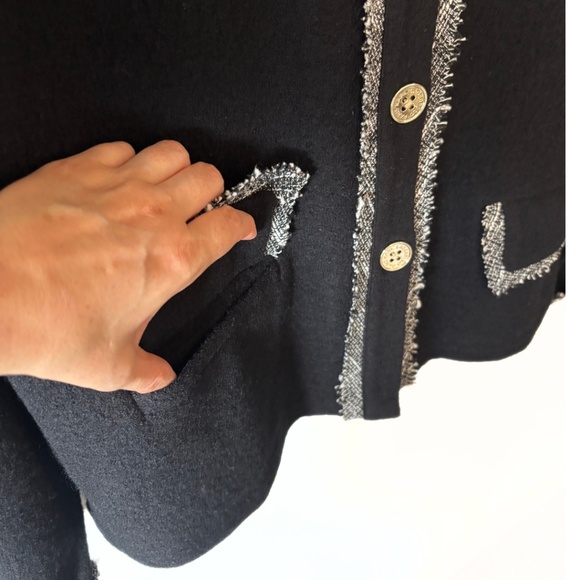 Karl Lagerfeld Paris Lightweight Wool Blend Black & White Jacket Size M - Picture 4 of 7